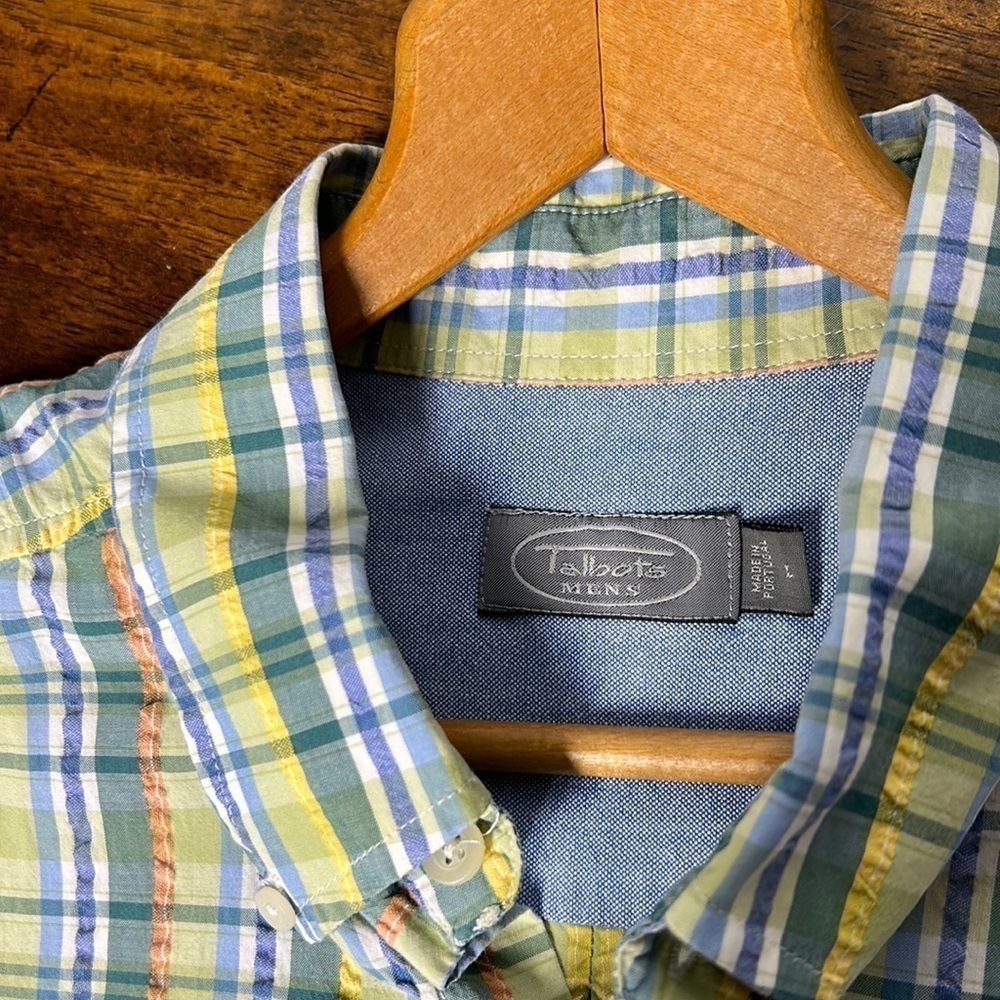 Talbots mens shirt size large short sleeve spring cruise wear button down collar